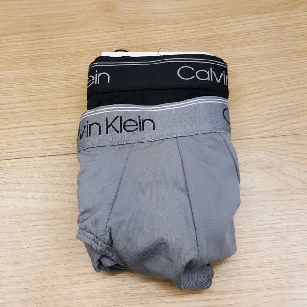 CALVIN KLEIN Hip Briefs Mens XL Black Gray 2-Pack Microfiber Classic Fit